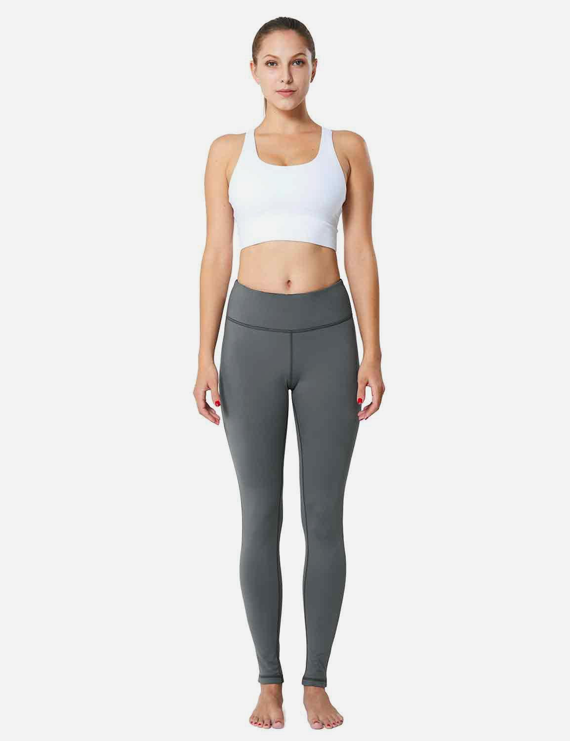 Baleaf Women's Mid-Rise Fleece Lined Basic Yoga & Workout Leggings abh018 Gray Full