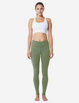 Baleaf Women's Mid-Rise Fleece Lined Basic Yoga & Workout Leggings abh018 Olive-Green Full