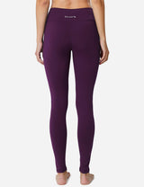 Baleaf Women's Mid-Rise Fleece Lined Basic Yoga & Workout Leggings abh018 Purple Back