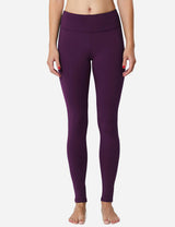 Baleaf Women's Mid-Rise Fleece Lined Basic Yoga & Workout Leggings abh018 Purple Front