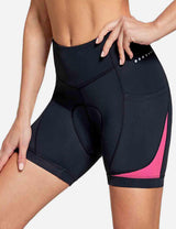 Baleaf Women's UPF 50+ 4D Padded Pockets Bike Shorts Hot Pink Details