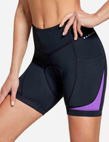 Baleaf Women's UPF 50+ 4D Padded Pockets Bike Shorts Deep Lavender Details