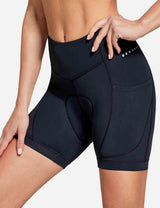 Baleaf Women's UPF 50+ 4D Padded Pockets Bike Shorts Black Details