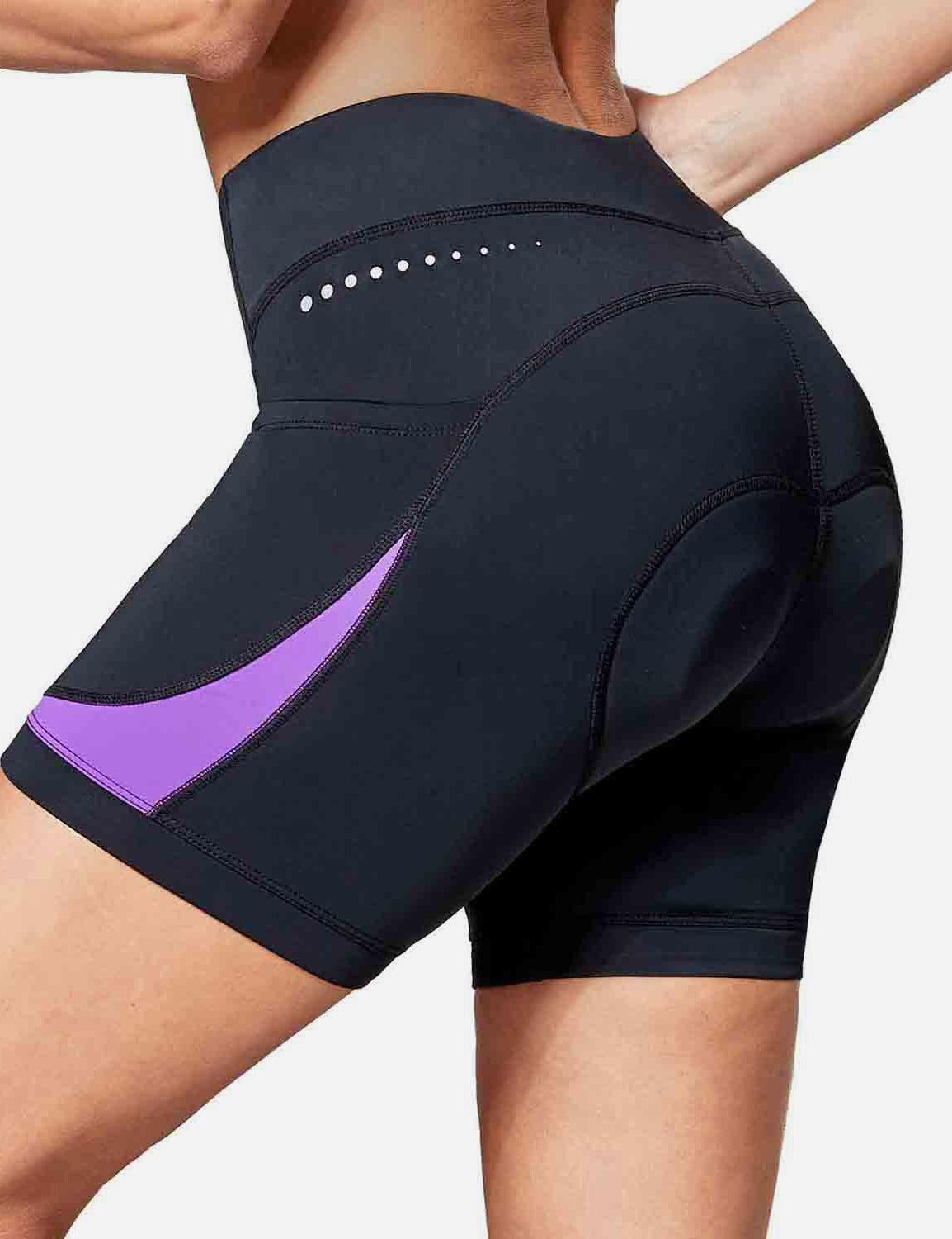 Baleaf Women's UPF 50+ 4D Padded Pockets Bike Shorts Deep Lavender Back