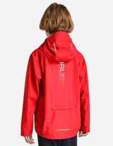 Baleaf Kid's Waterproof Outdoor Hooded Cycling Rain Jacket cai037 Tomato Red Back