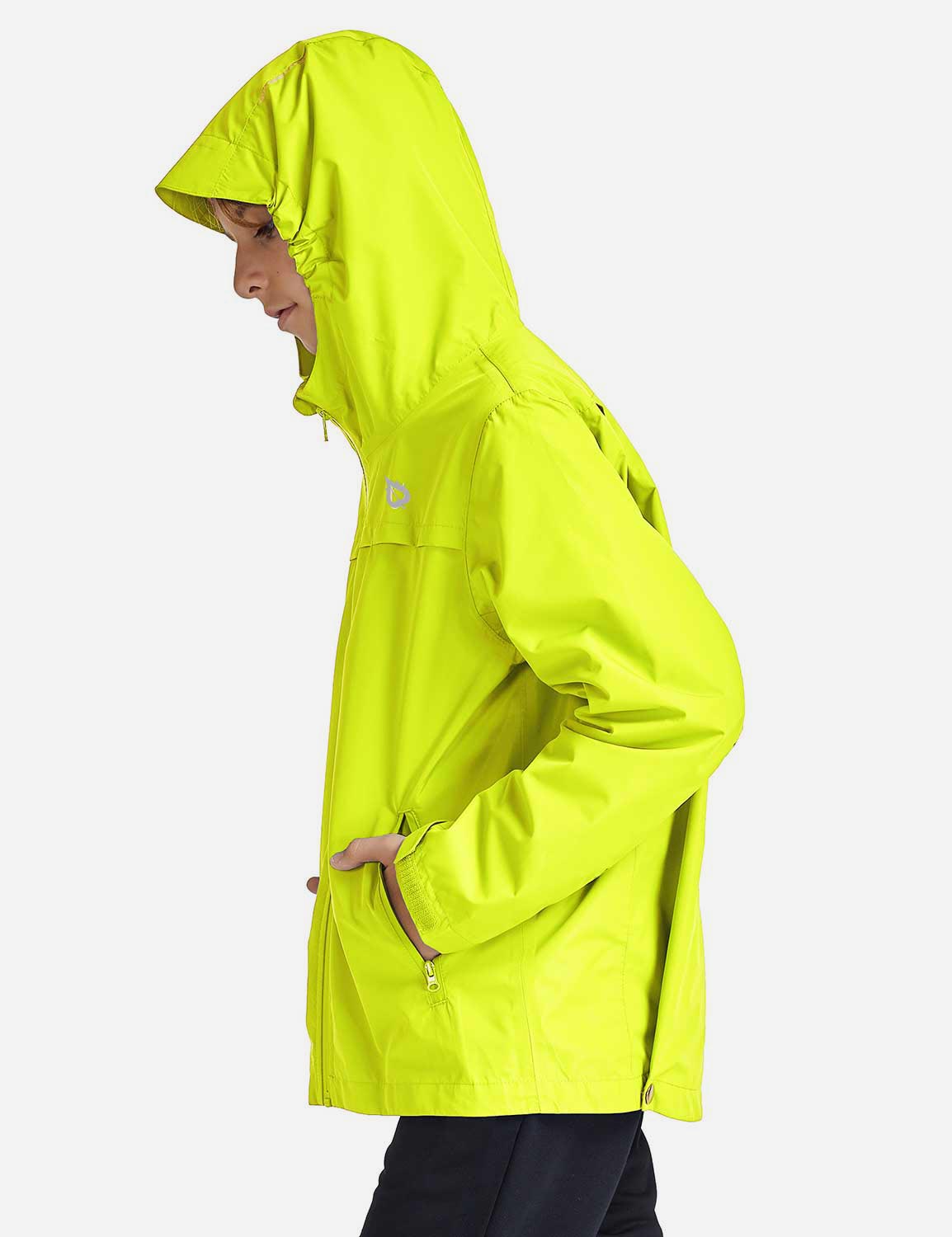 Baleaf Kid's Waterproof Outdoor Hooded Cycling Rain Jacket cai037 Yellow Side