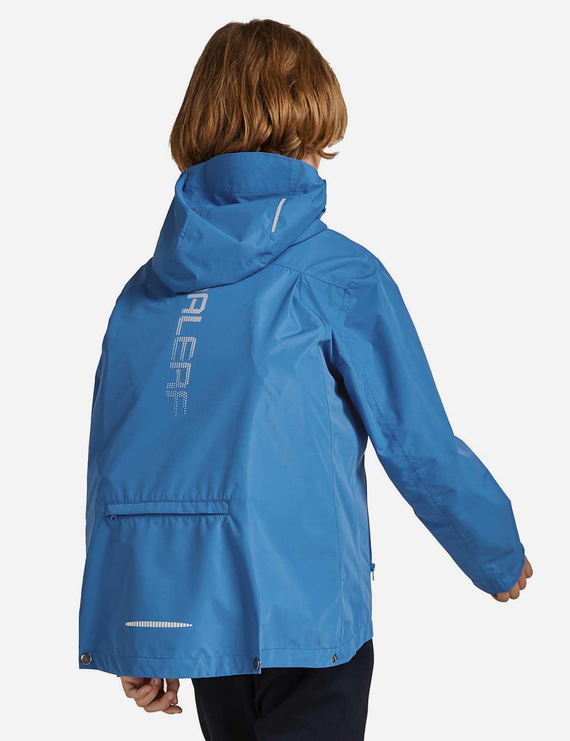 Baleaf Kid's Waterproof Outdoor Hooded Cycling Rain Jacket cai037 Princess Blue Back Detail
