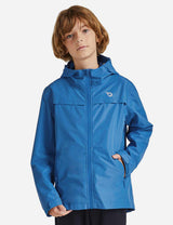 Baleaf Kid's Waterproof Outdoor Hooded Cycling Rain Jacket cai037 Princess Blue Front