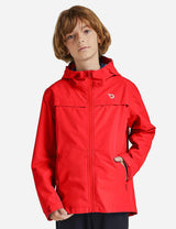 Baleaf Kid's Waterproof Outdoor Hooded Cycling Rain Jacket cai037 Tomato Red Front