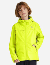 Baleaf Kid's Waterproof Outdoor Hooded Cycling Rain Jacket cai037 Yellow Front