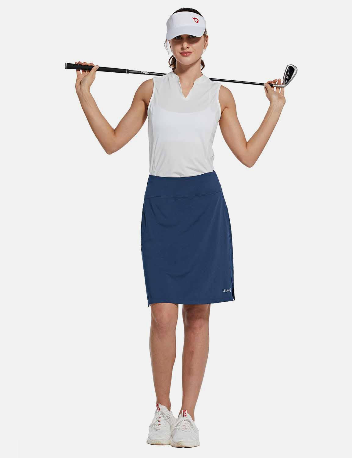Baleaf Womens UPF50+ 2-in-1 Knee-Length Golf Skorts w Mesh Lining cbd002 Peacoat Full