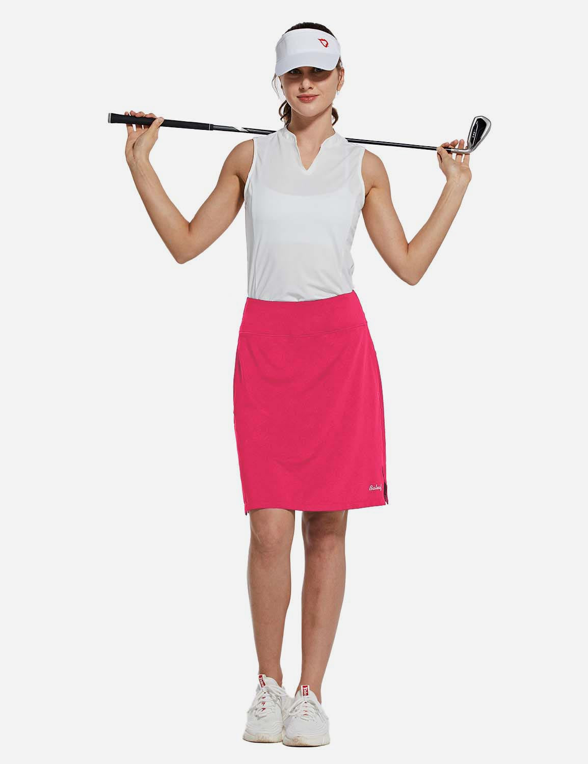 Baleaf Womens UPF50+ 2-in-1 Knee-Length Golf Skorts w Mesh Lining cbd002 Rose Red Full