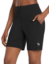 Baleaf Women's High Rise Athletic Relaxed Fit Pocketed Shorts Black with Pockets
