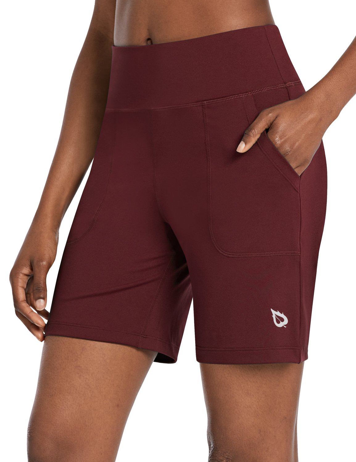 Baleaf Women's High Rise Athletic Relaxed Fit Pocketed Shorts Chocolate Truffle with Pockets