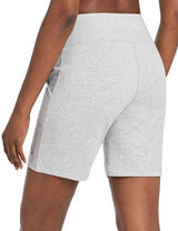 Baleaf Women's High Rise Athletic Relaxed Fit Pocketed Shorts Light Gray Back