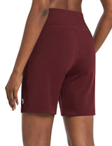 Baleaf Women's High Rise Athletic Relaxed Fit Pocketed Shorts Chocolate Truffle Back