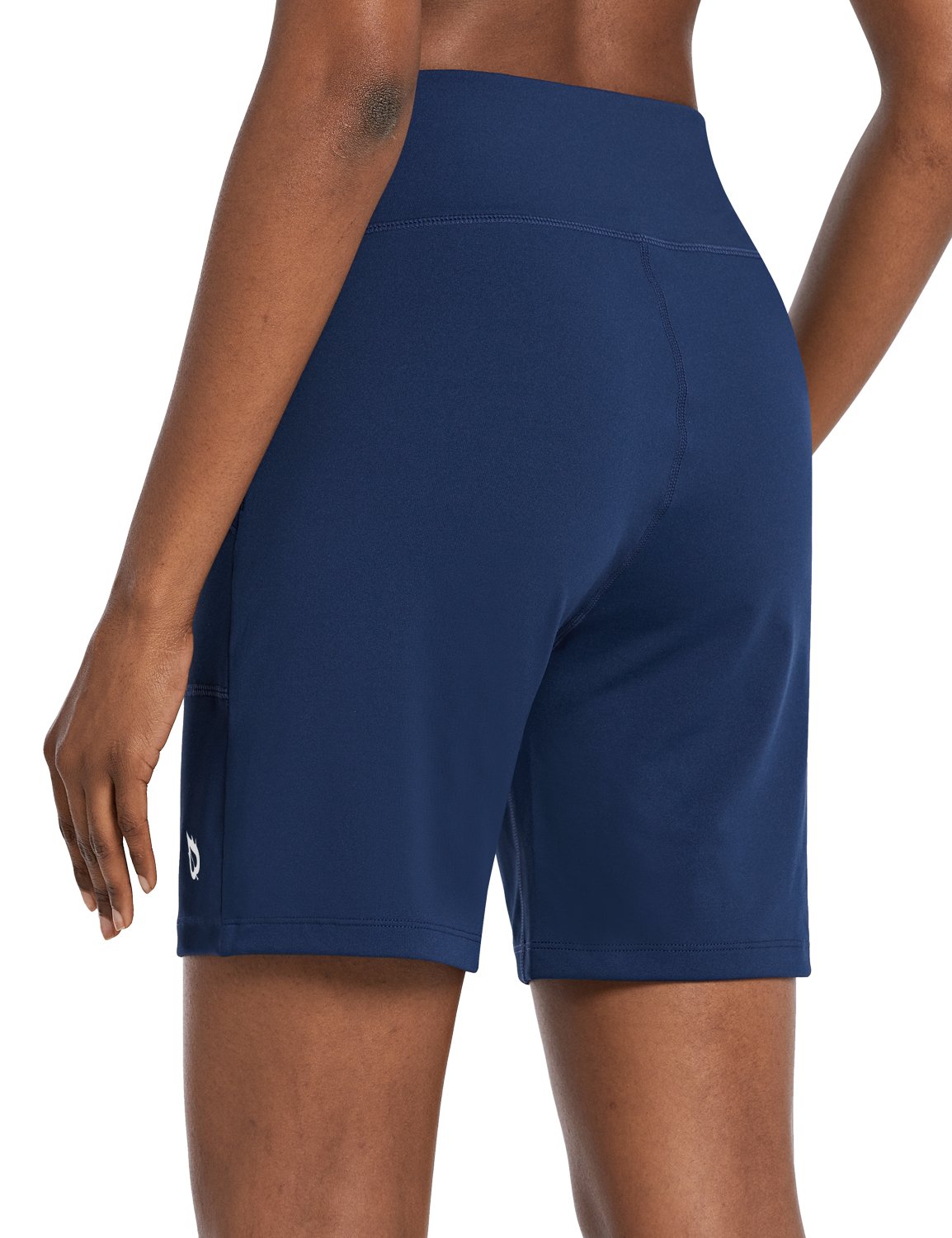 Baleaf Women's High Rise Athletic Relaxed Fit Pocketed Shorts Estate Blue Back