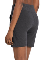 Baleaf Women's High Rise Athletic Relaxed Fit Pocketed Shorts Dark Gray Back
