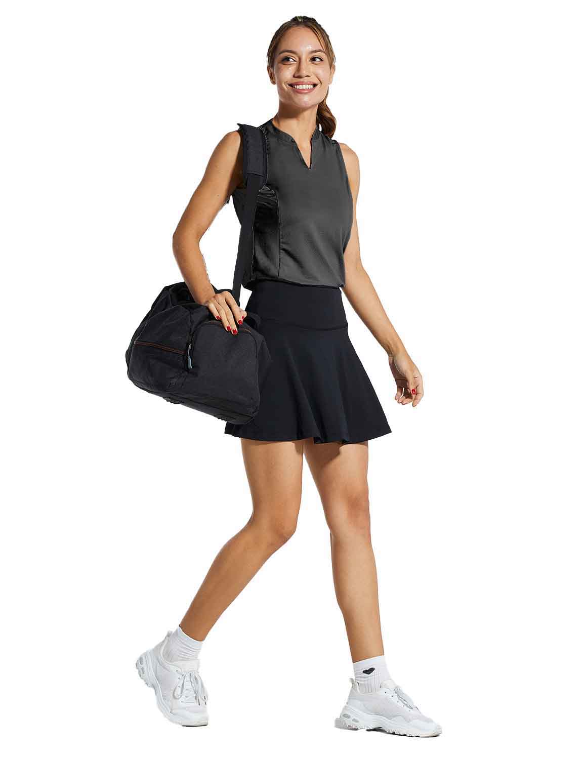 Baleaf Womens UPF40+ Quick-Dry Collarless V Neck Tank Top cfa002 Black Full