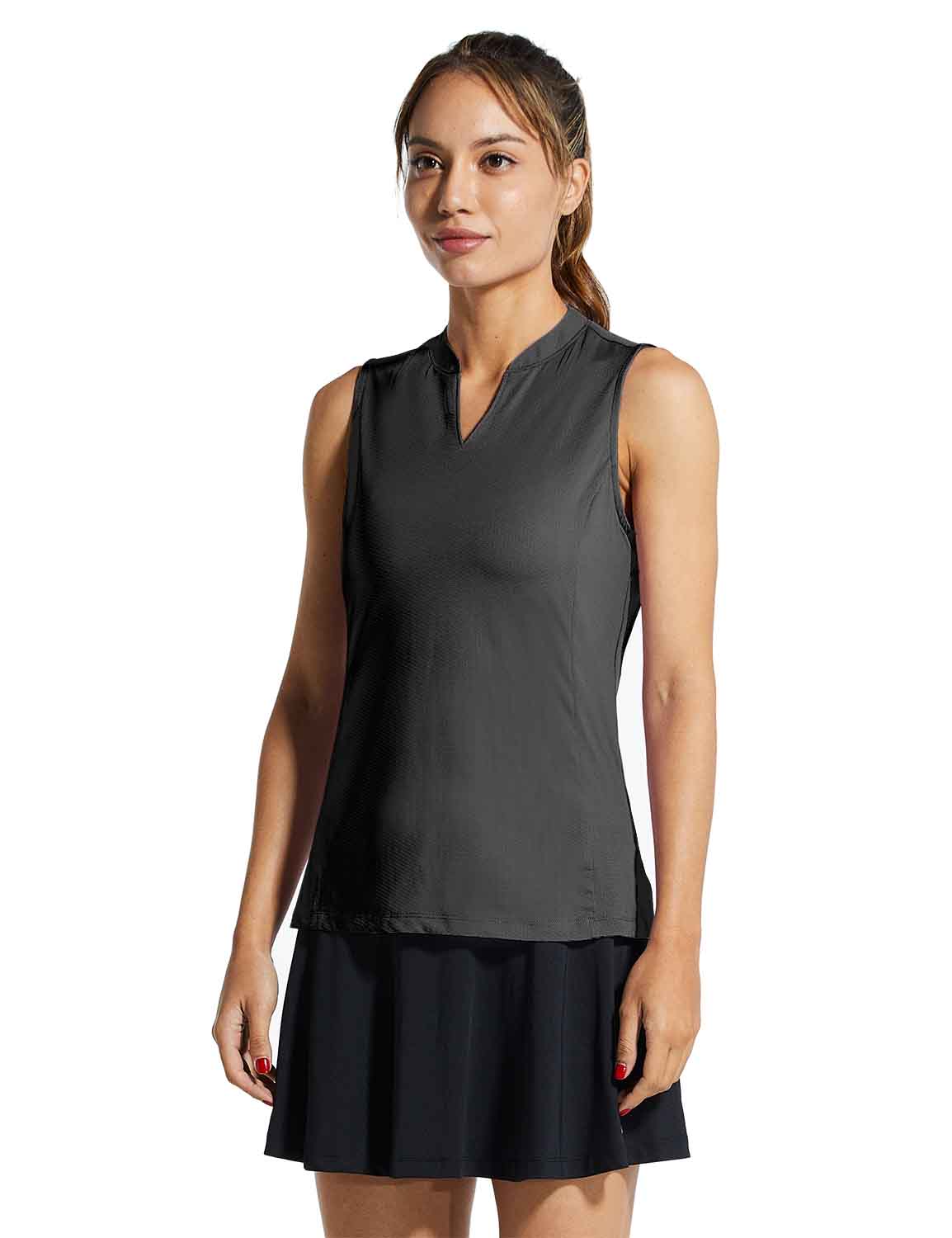 Baleaf Womens UPF40+ Quick-Dry Collarless V Neck Tank Top cfa002 Black Main
