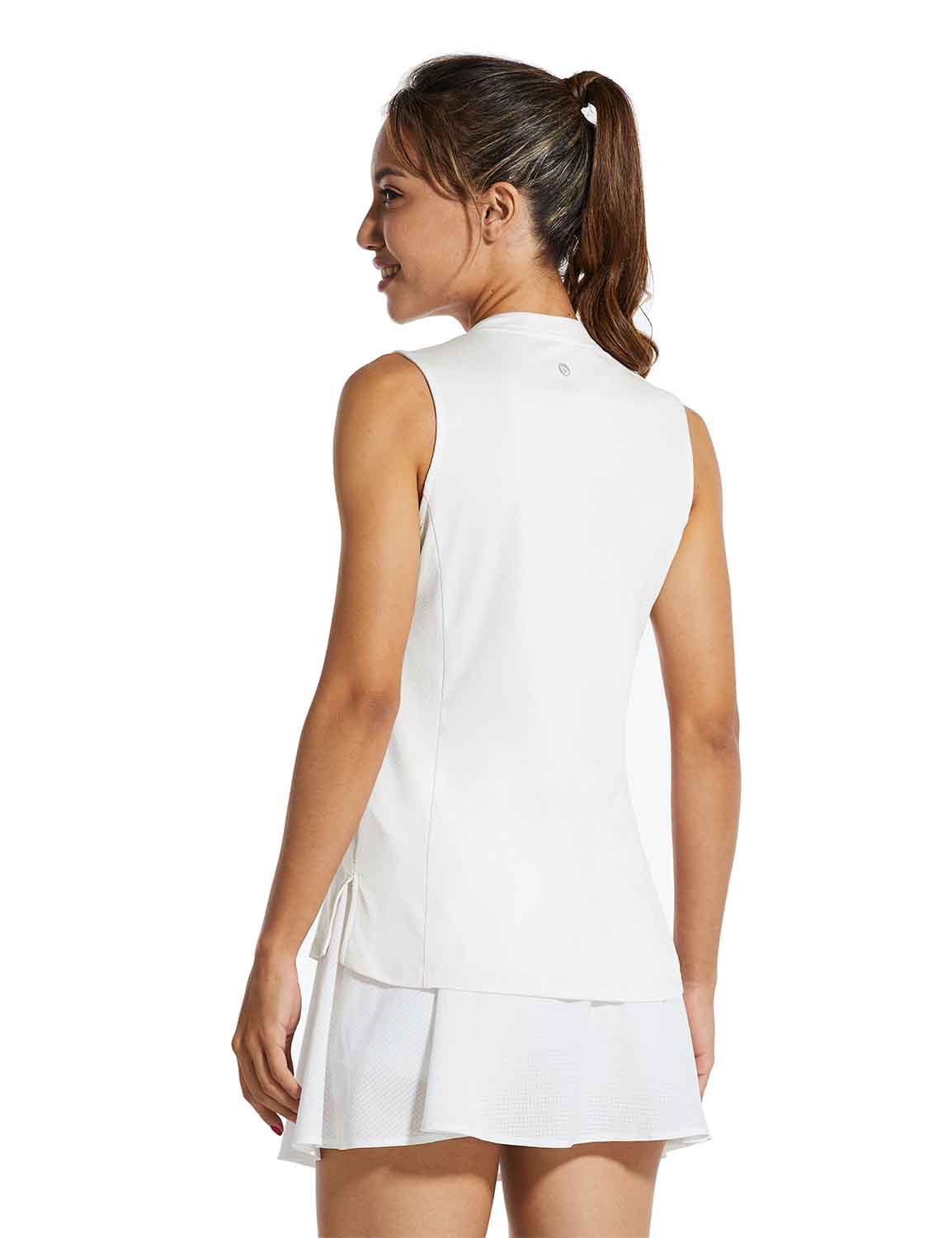 Baleaf Womens UPF40+ Quick-Dry Collarless V Neck Tank Top cfa002 Lucent White Back