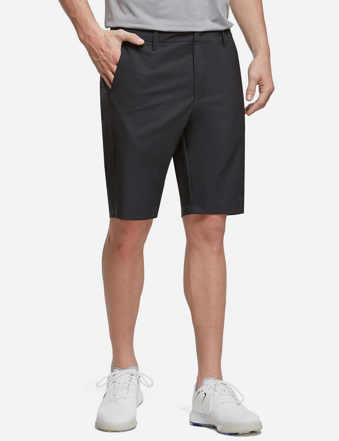 Baleaf Men's 10' UPF 50+ Lightweight Golf Shorts w Zipper Pockets cga005 Black Side
