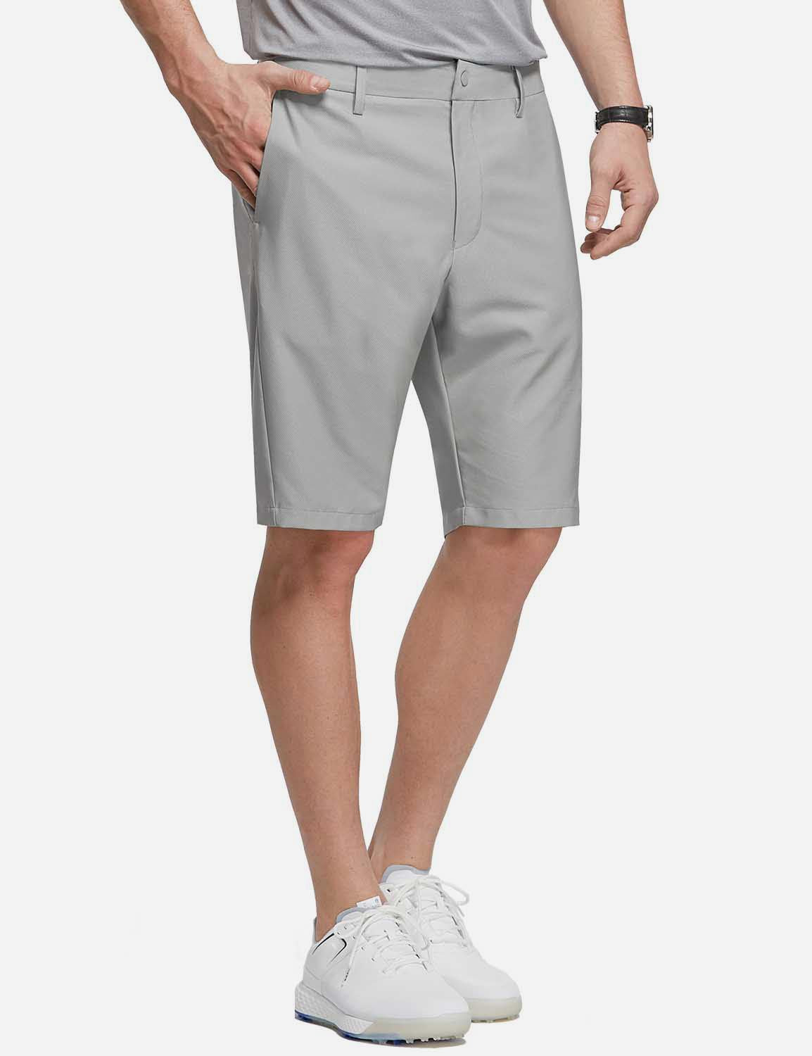 Baleaf Men's 10' UPF 50+ Lightweight Golf Shorts w Zipper Pockets cga005 Gray Side