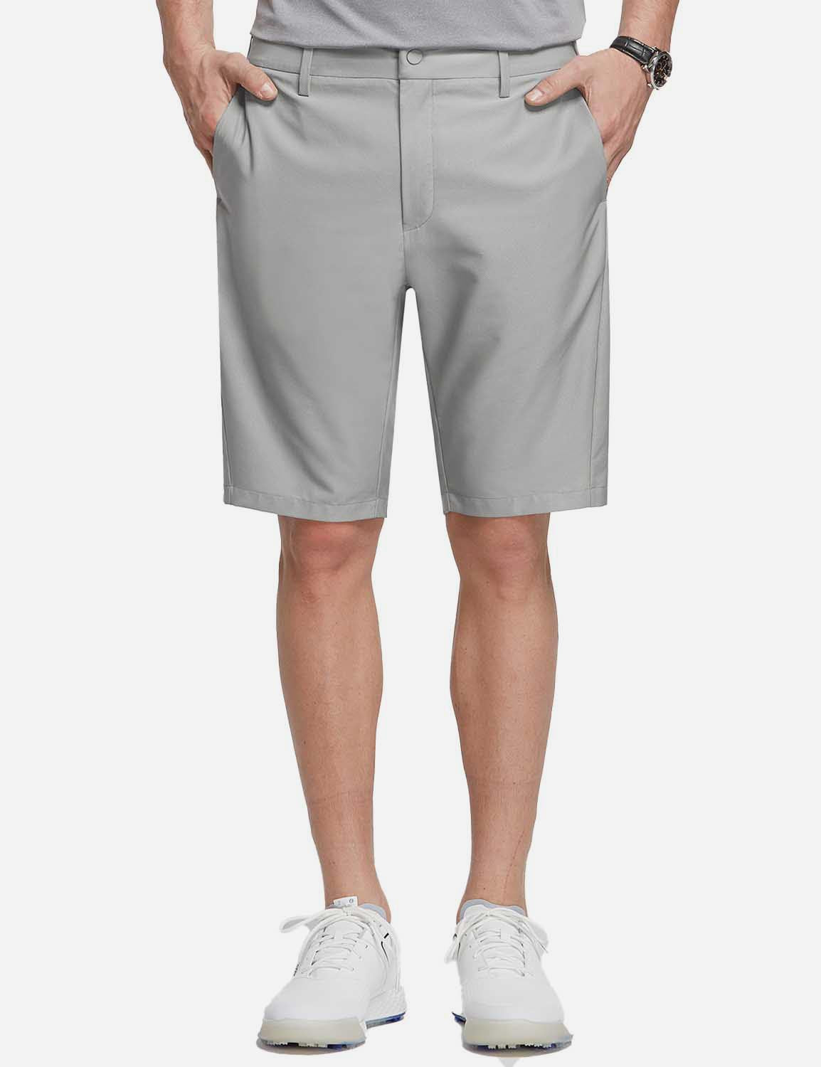 Baleaf Men's 10' UPF 50+ Lightweight Golf Shorts w Zipper Pockets cga005 Gray Front