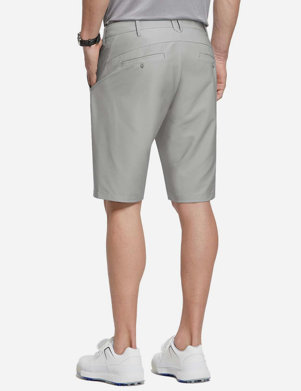 Baleaf Men's 10' UPF 50+ Lightweight Golf Shorts w Zipper Pockets cga005 Gray Back