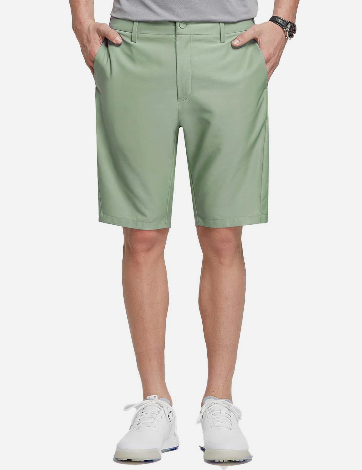 Baleaf Men's 10' UPF 50+ Lightweight Golf Shorts w Zipper Pockets cga005 Green Front