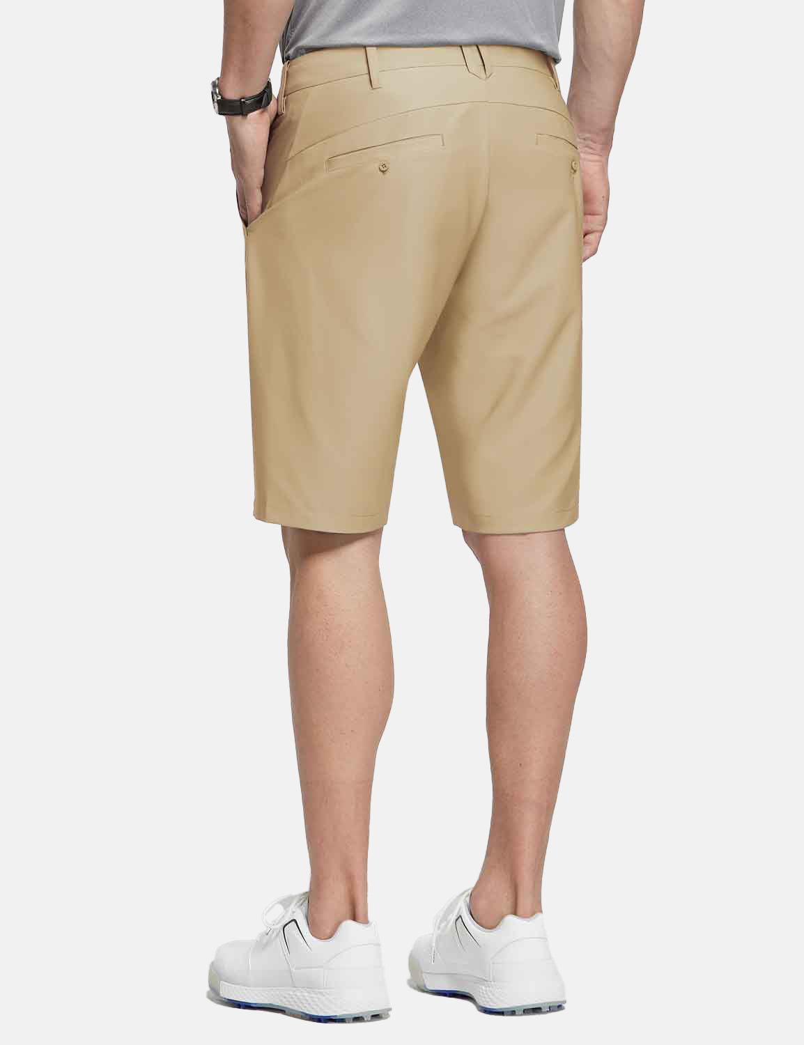Baleaf Men's 10' UPF 50+ Lightweight Golf Shorts w Zipper Pockets cga005 Khaki Back