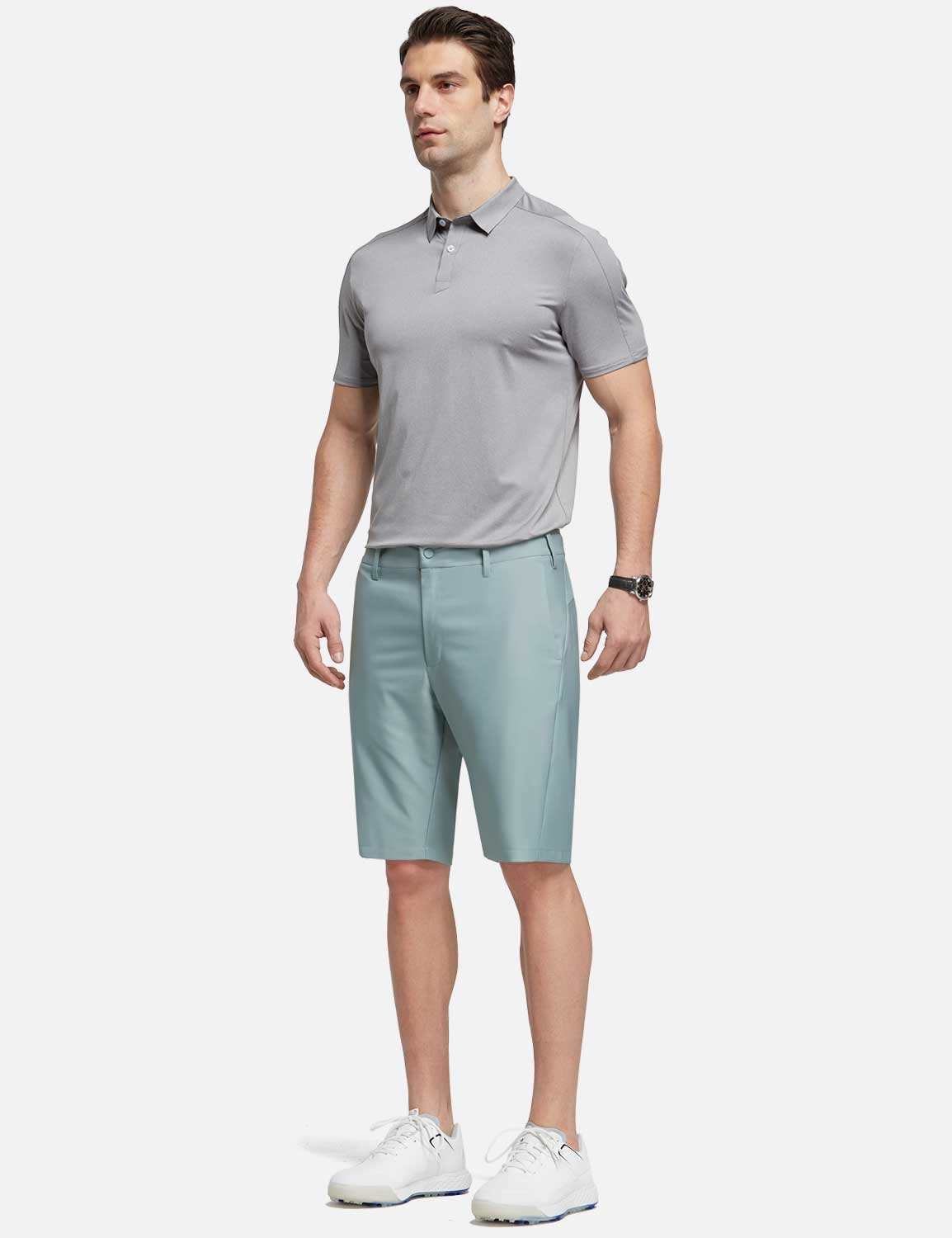 Baleaf Men's 10' UPF 50+ Lightweight Golf Shorts w Zipper Pockets cga005 Blue Full