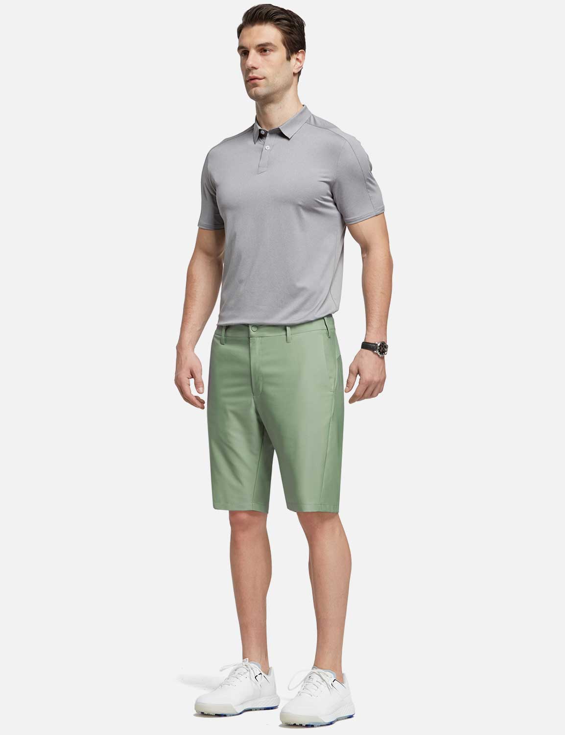 Baleaf Men's 10' UPF 50+ Lightweight Golf Shorts w Zipper Pockets cga005 Green Full