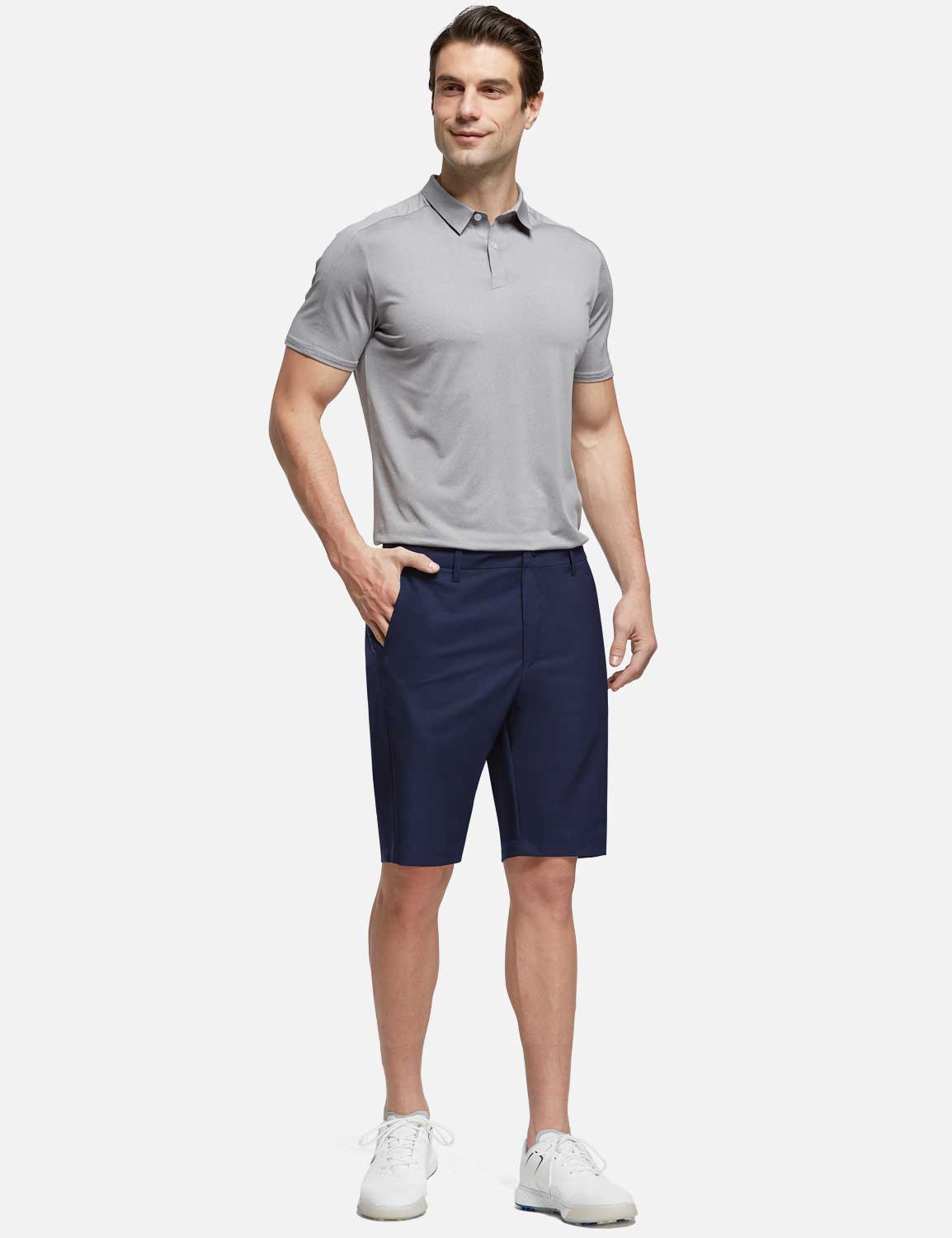 Baleaf Men's 10' UPF 50+ Lightweight Golf Shorts w Zipper Pockets cga005 Medieval Blue Full