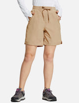 Baleaf Womens UPF50+ 7'' Hiking Stretchy Pocketed Shorts cga006 Khaki Front