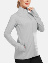 BALEAF Women's UPF 50+ Long Sleeve Zip Pocketed Lightweight Jackets cga018 Glacier Gray Side