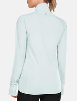 BALEAF Women's UPF 50+ Long Sleeve Zip Pocketed Lightweight Jackets cga018 Pastel Blue Back