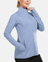 BALEAF Women's UPF 50+ Long Sleeve Zip Pocketed Lightweight Jackets cga018 Lavender Lustre Front