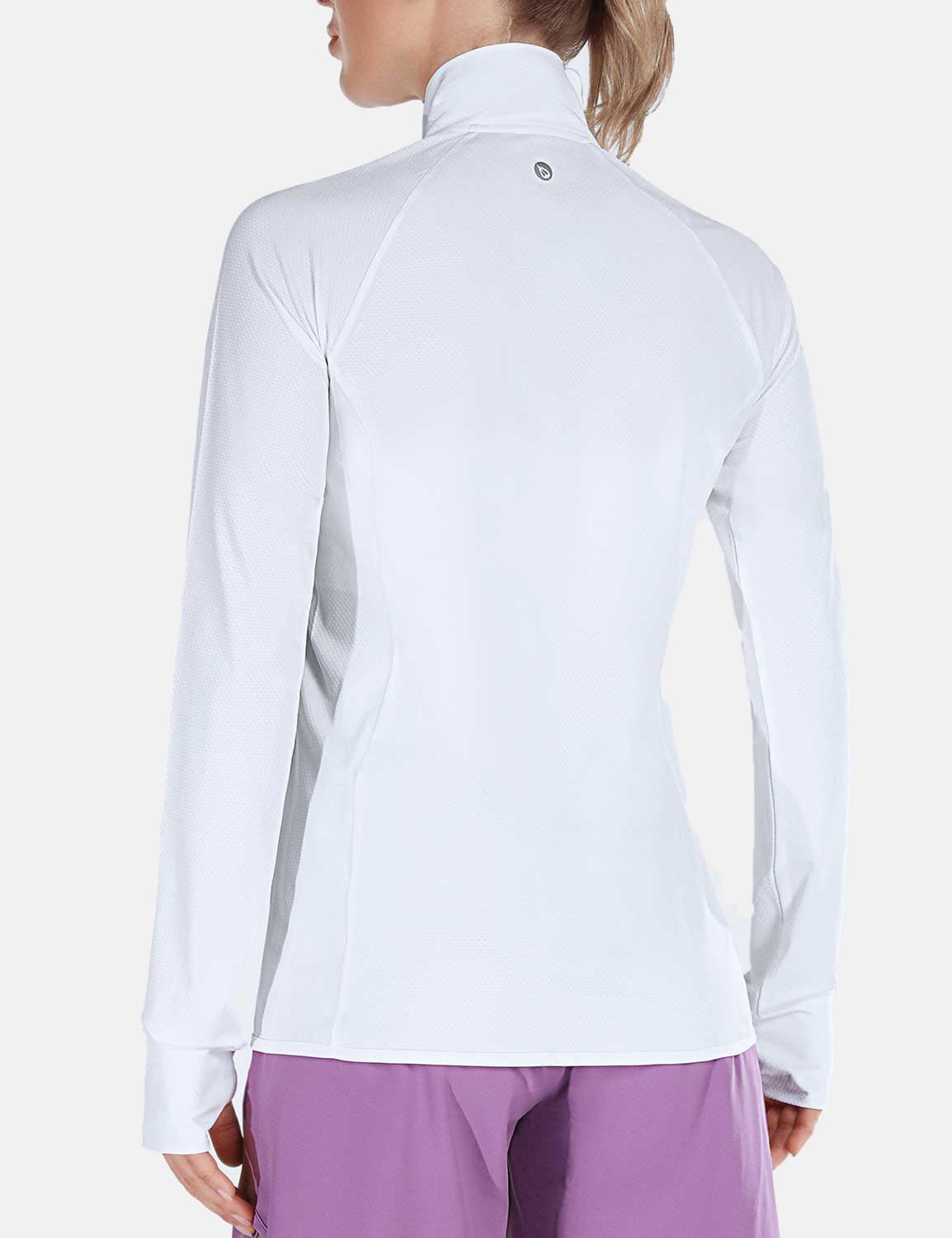 BALEAF Women's UPF 50+ Long Sleeve Zip Pocketed Lightweight Jackets cga018 Lucent White Back