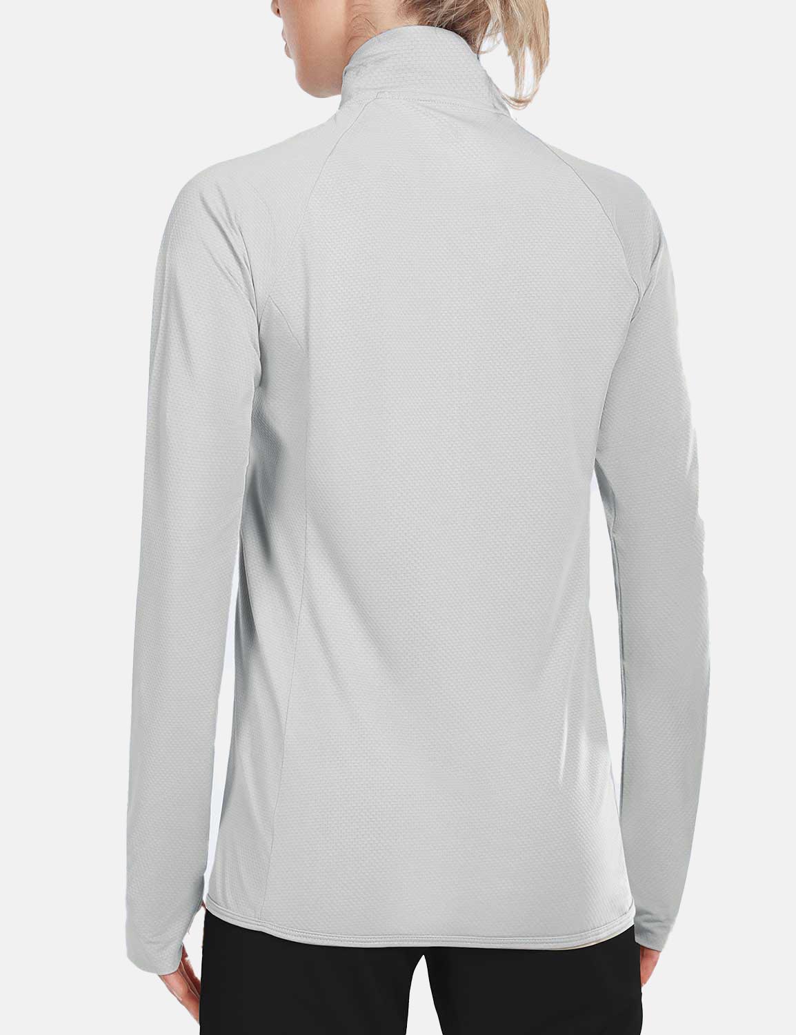 BALEAF Women's UPF 50+ Long Sleeve Zip Pocketed Lightweight Jackets cga018 Glacier Gray Back