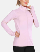 BALEAF Women's UPF 50+ Long Sleeve Zip Pocketed Lightweight Jackets cga018 Lilac Snow Side