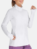 BALEAF Women's UPF 50+ Long Sleeve Zip Pocketed Lightweight Jackets cga018 Lucent White Side