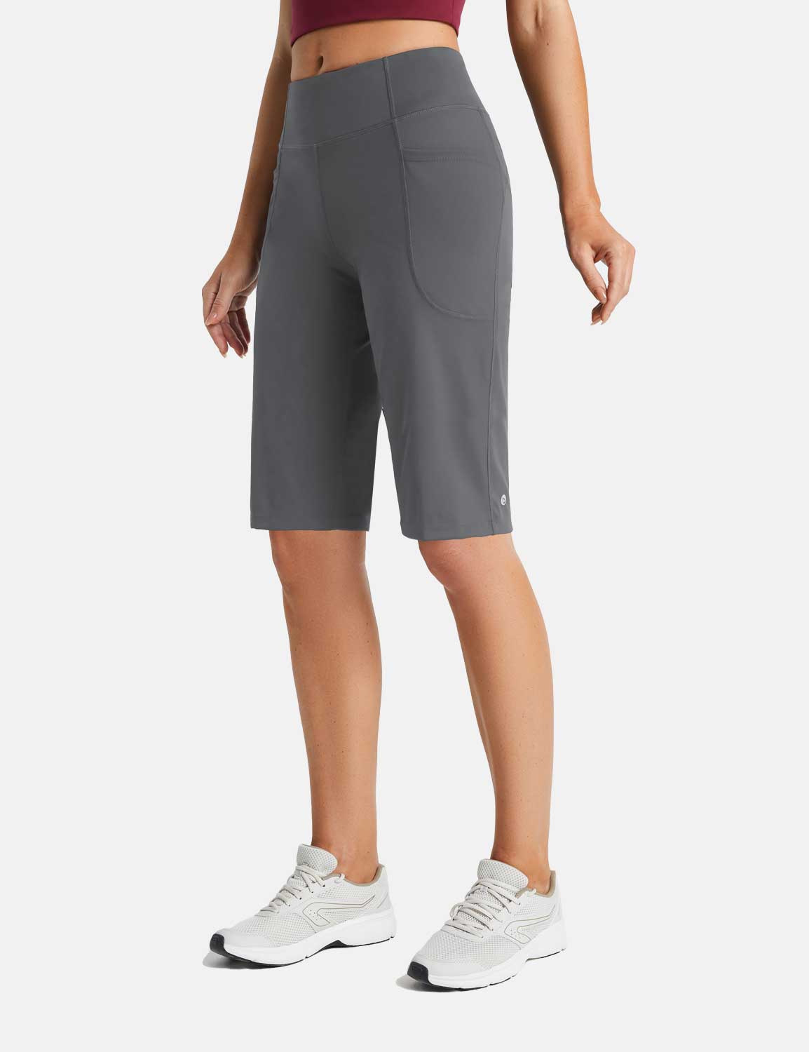 Baleaf Women's Flyleaf Pull-On Bermuda Shorts dbd005 Grey Side