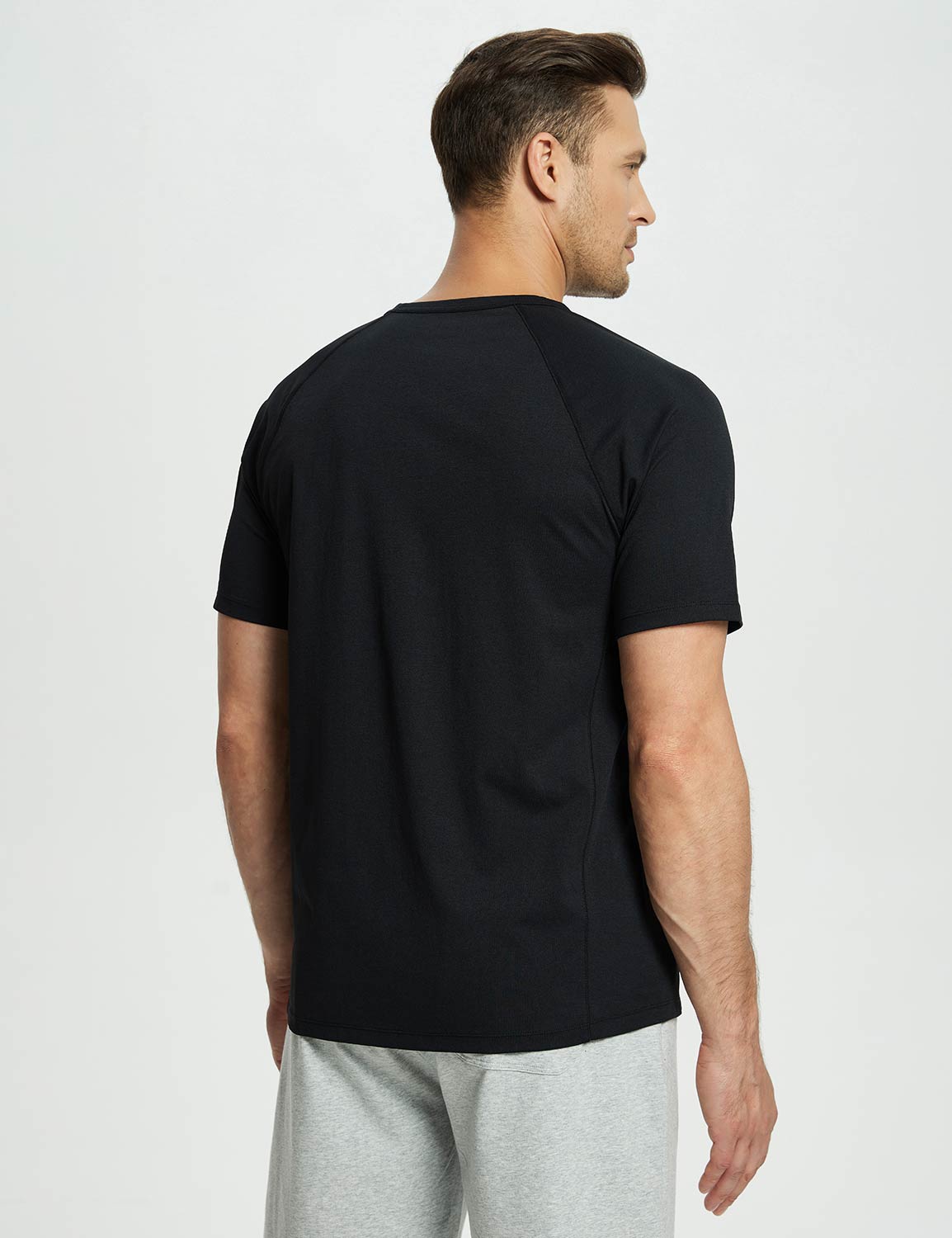 Baleaf Men's Short-Sleeve Henley T-Shirt (Website Exclusive) dbd067 Jet Black Back