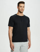 Baleaf Men's Short-Sleeve Henley T-Shirt (Website Exclusive) dbd067 Jet Black Side