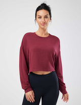 Baleaf Women's Evergreen Modal Oversized Cropped Top (Website Exclusive) dbd090 Wine Red Main