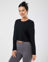 Baleaf Women's Evergreen Modal Oversized Cropped Top (Website Exclusive) dbd090 Anthracite Side