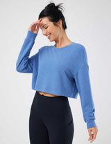Baleaf Women's Evergreen Modal Oversized Cropped Top (Website Exclusive) dbd090  Blue Side