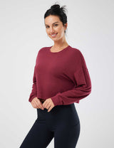 Baleaf Women's Evergreen Modal Oversized Cropped Top (Website Exclusive) dbd090 Wine Red Side