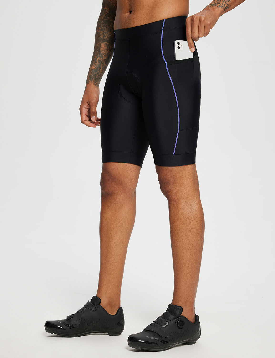 Baleaf Men's Airide 4D Padded MTB Shorts eai016 Black/Blue Side
